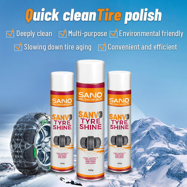 Sanvo OEM Manufacturing Tyre wax polish wholesale China  tires cleaner for trucks polish silicone high liquid gloss Tire Shine