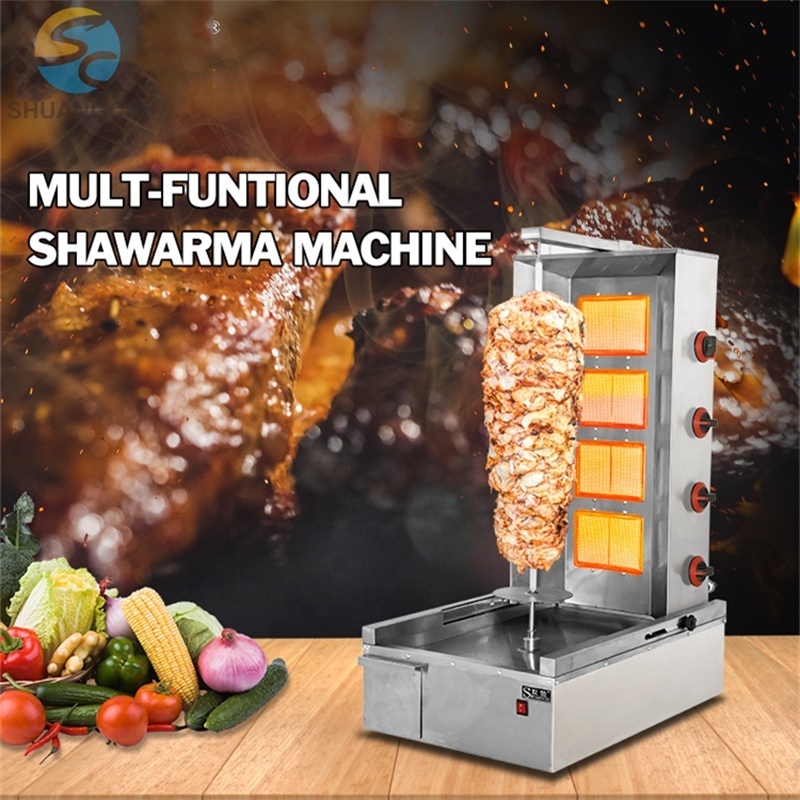 Far-infrared 1.2M Shawarma Grill Chicken Kebab Maker Gas LPG Desktop Commercial Automatic Doner Kebab Cutting Machine for Party