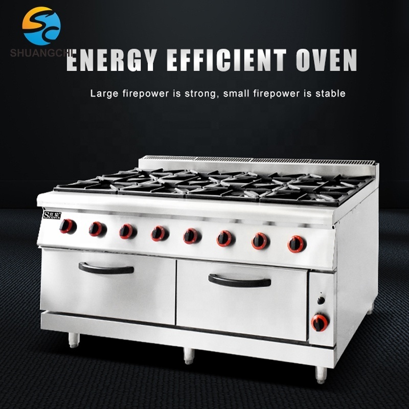 Gas 8 Burner Cooking Range Maker Commercial Gas Cooker Oven Built-in Ovens Stainless Steel Combination Oven Grill