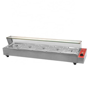 Commercial Buffet Electric Catering Food Warmer Table Top Industrial Curved Glass Stainless Steel Bain Marie Counter