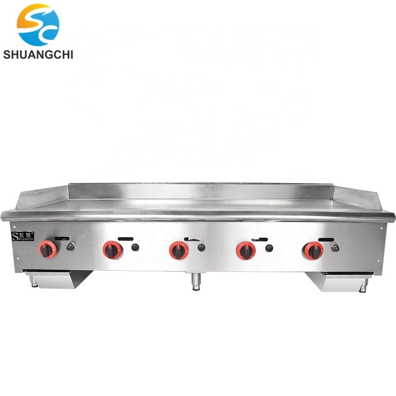 Gas Griddle Commercial 60'' Heavy Duty 5 Burners Flattop Grill LPG Gas Stainless Steel Hot Plate Kitchen Machine For Restaurant