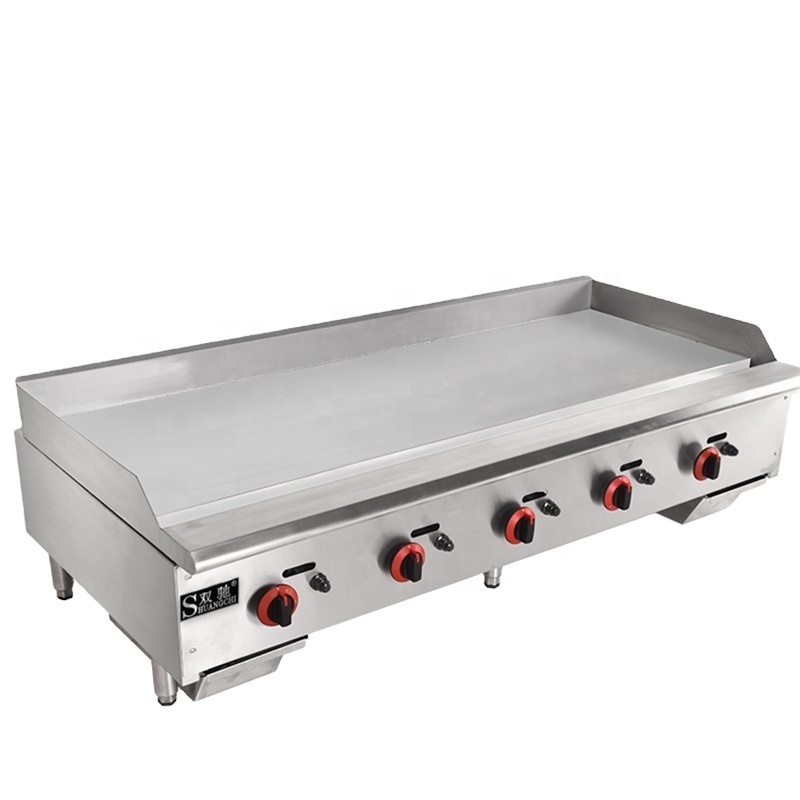 Gas Griddle Commercial 60'' Heavy Duty 5 Burners Flattop Grill LPG Gas Stainless Steel Hot Plate Kitchen Machine For Restaurant