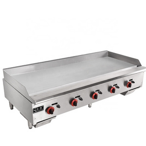 Gas Griddle Commercial 60'' Heavy Duty 5 Burners Flattop Grill LPG Gas Stainless Steel Hot Plate Kitchen Machine For Restaurant