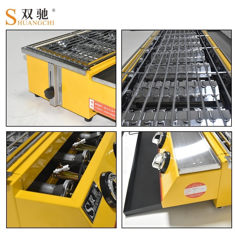 LPG gas bbq grill commercial gas barbecue machine automatic meat roaster 8 burner baking cooker