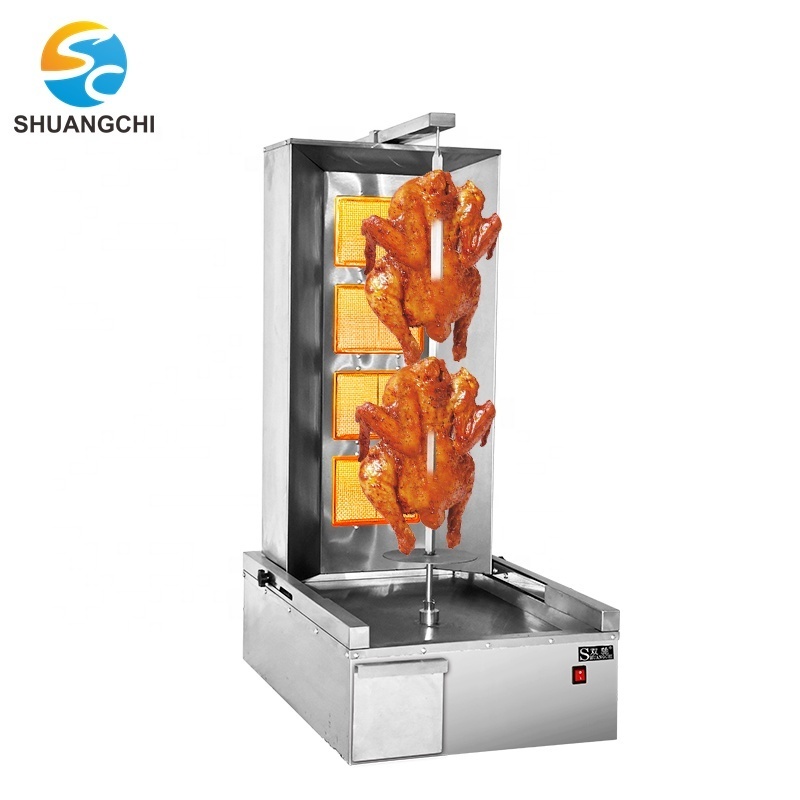 Far-infrared 1.2M Shawarma Grill Chicken Kebab Maker Gas LPG Desktop Commercial Automatic Doner Kebab Cutting Machine for Party