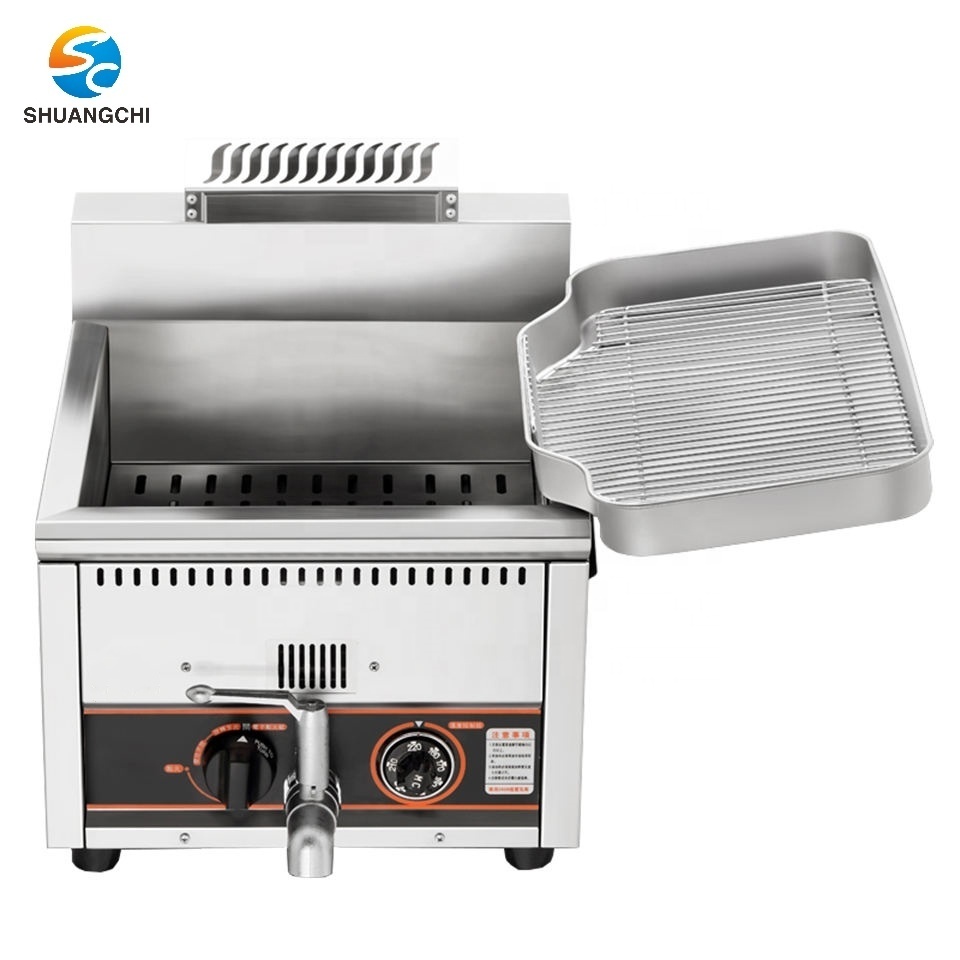 LPG Natural Gas Chips Chicken Frying Machine Tabletop Gas Deep Fryer with Temperature Control Stainless Steel 304 Frying Machine