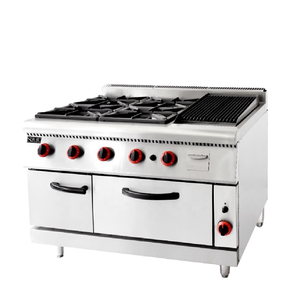 Heavy duty combination oven commercial gas cooking range 4 burner gas cooker gas griddle built-in ovens for hotel restaurant