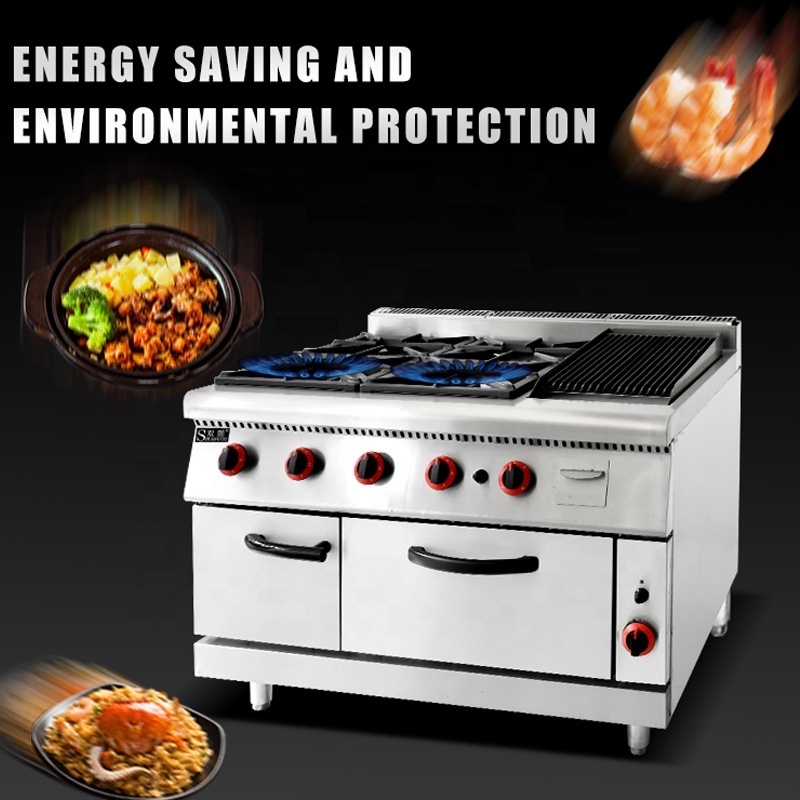 Heavy duty combination oven commercial gas cooking range 4 burner gas cooker gas griddle built-in ovens for hotel restaurant