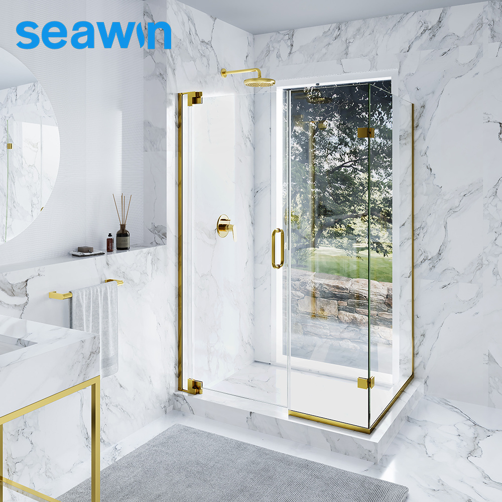 Seawin 10mm Tempered Glass Bath Screens High Quality Pivot Shower Door for Bathroom with Square Appearance Style Shower Room