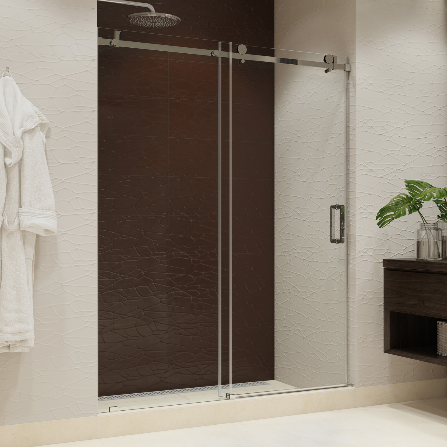 Customized #304 stainless steel accessories frameless shower screen clear glass single sliding shower door