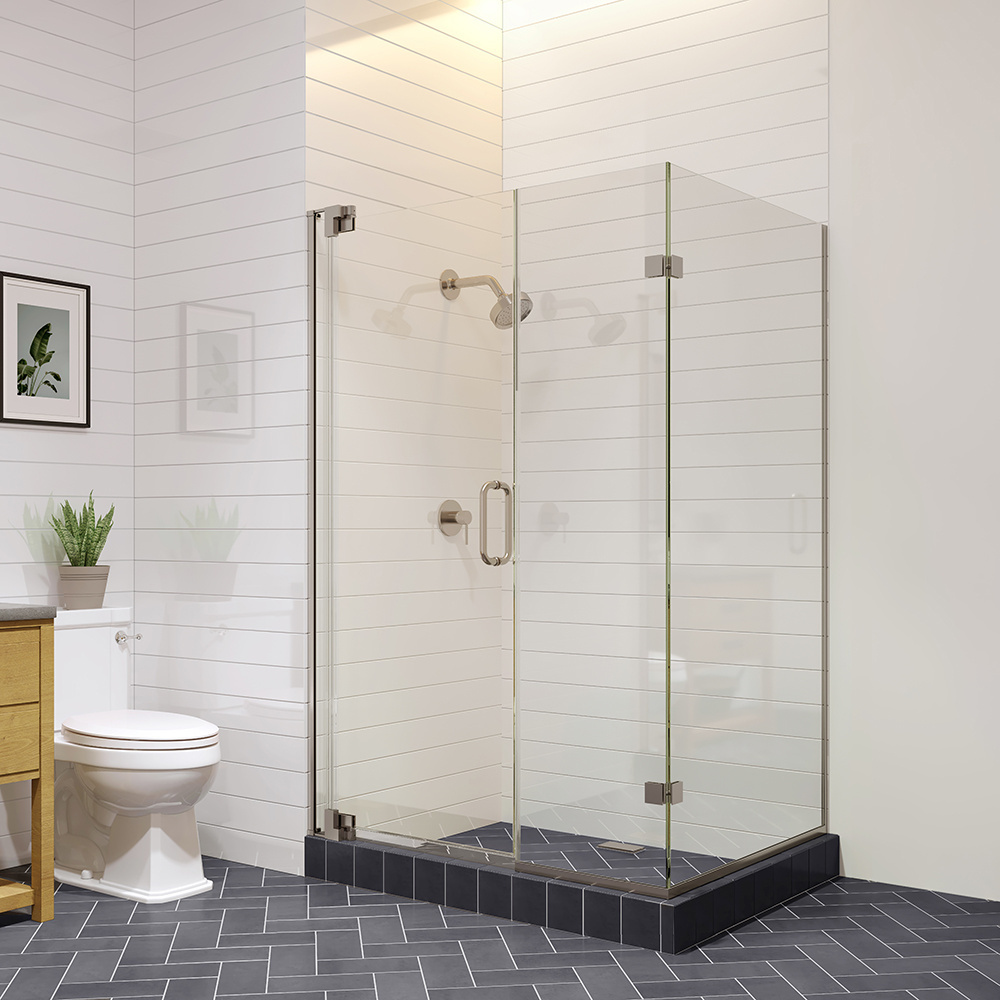 Seawin Hotel Bathroom Shower Rooms Square Shower Cubicle Frameless Pivot Shower Door Tempered Glass Hinge Style Opening