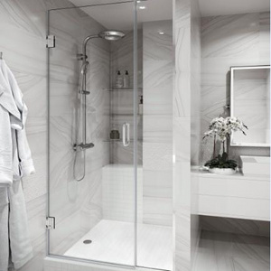 DDP Service Custom frameless 1 panel brass hinge swing clear glass shower door For Hotel Home