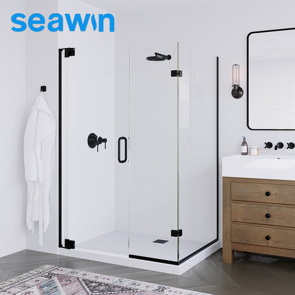 Seawin 10mm Tempered Glass Bath Screens High Quality Pivot Shower Door for Bathroom with Square Appearance Style Shower Room