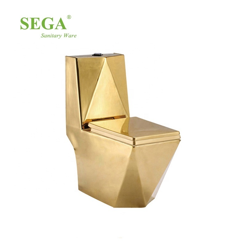 Luxury Bathroom Ceramic Silver Color Toilet Bowl Silver Water Saving Diamond Water Close Toilet