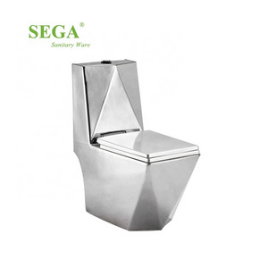 Luxury Bathroom Ceramic Silver Color Toilet Bowl Silver Water Saving Diamond Water Close Toilet