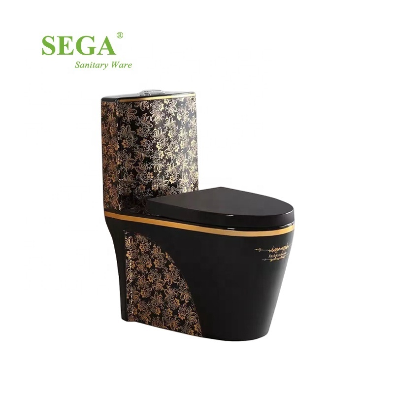 Sanitary Wares bathroom gold toilet bowl one piece toilet for sale washdown colorful black toilet