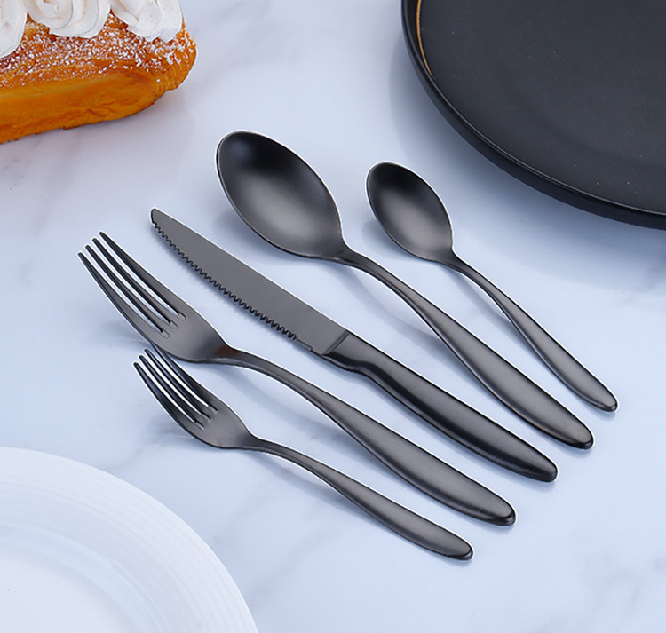 Hot Sales Stainless Steel Restaurant Steak Knife Flatware Matte Black Cutlery Set