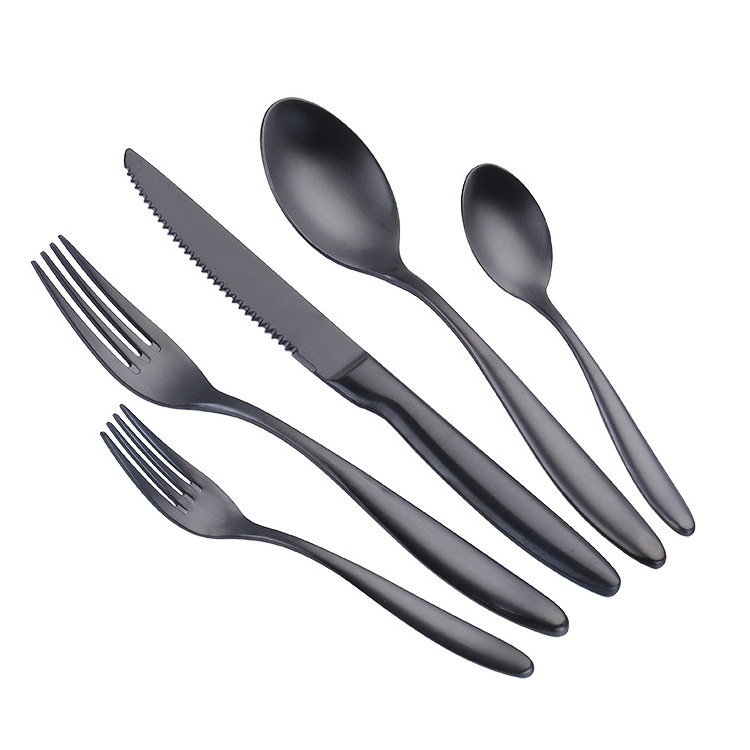 Hot Sales Stainless Steel Restaurant Steak Knife Flatware Matte Black Cutlery Set