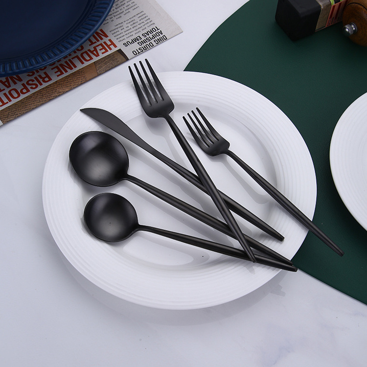 Nordic Reusable Matt Black Cutlery Stainless Steel Flatware Set for Wedding Events