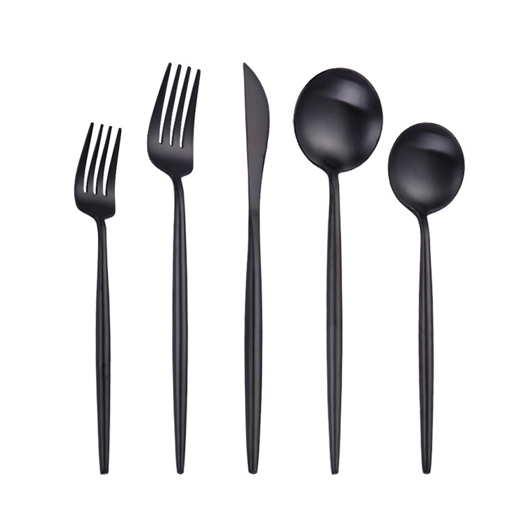 Nordic Reusable Matt Black Cutlery Stainless Steel Flatware Set for Wedding Events