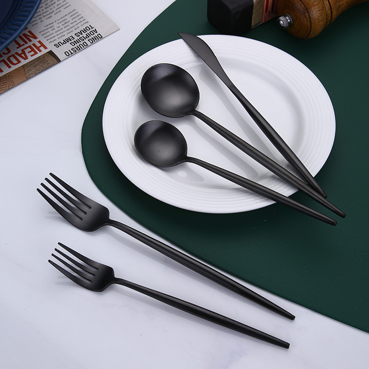 Nordic Reusable Matt Black Cutlery Stainless Steel Flatware Set for Wedding Events