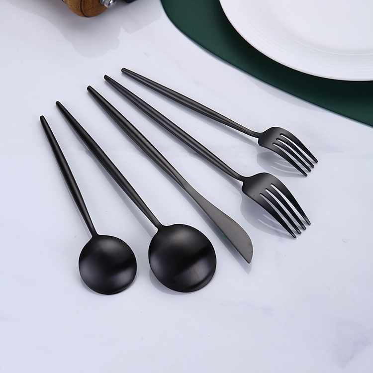 Nordic Reusable Matt Black Cutlery Stainless Steel Flatware Set for Wedding Events