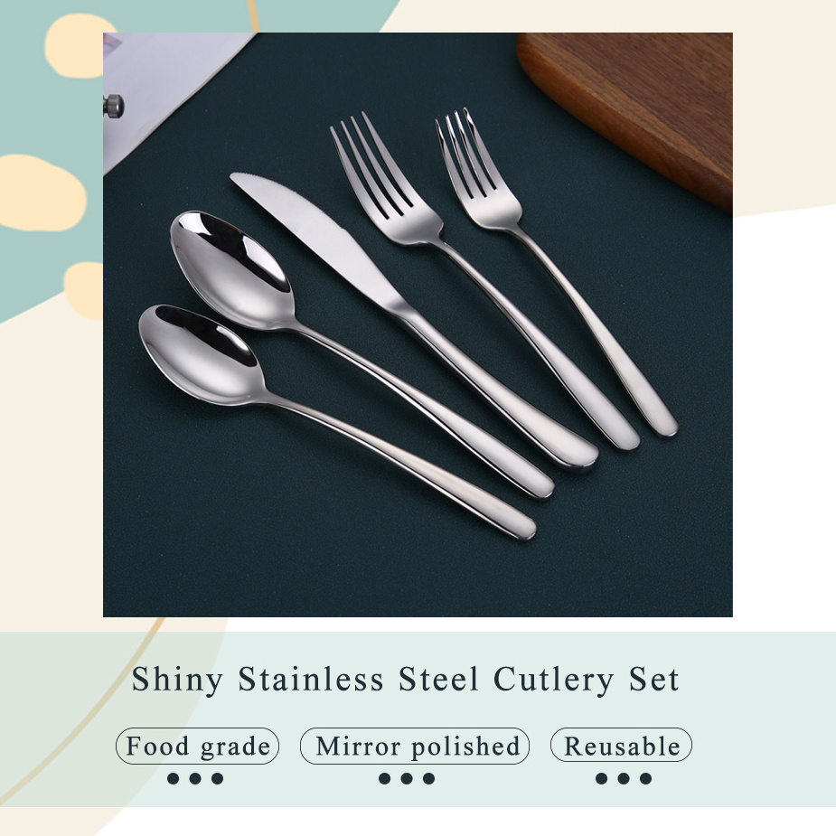 Shiny 18/10 stainless steel high end cutlery set for wedding wholesale flatware sets