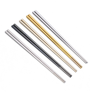 Bulk Reusable Stainless Steel 304 Custom Pattern Logo 235mm Hollow Square Chopsticks