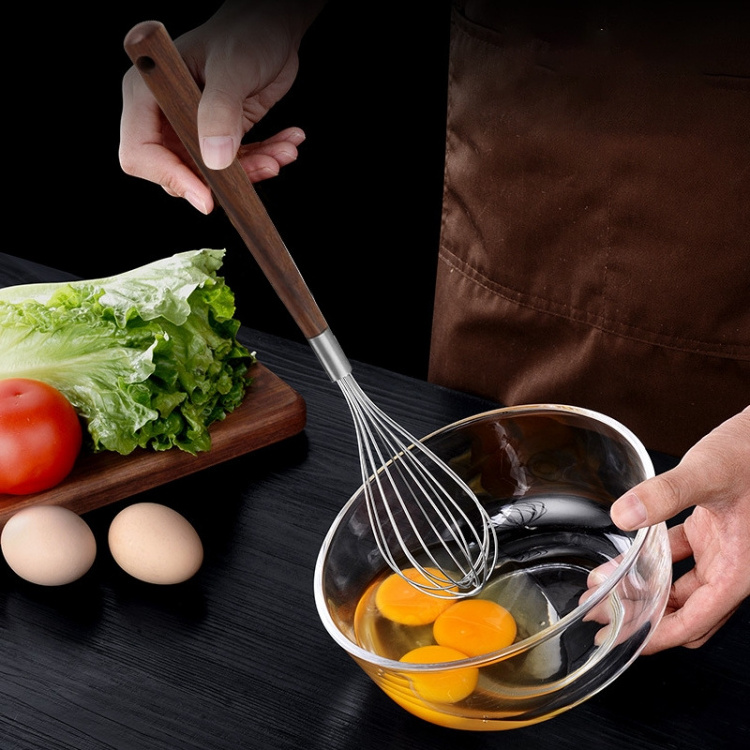 Stainless Steel Beater With Wooden Handle Egg Mixer Kitchen Manual Egg Whisk For Baking