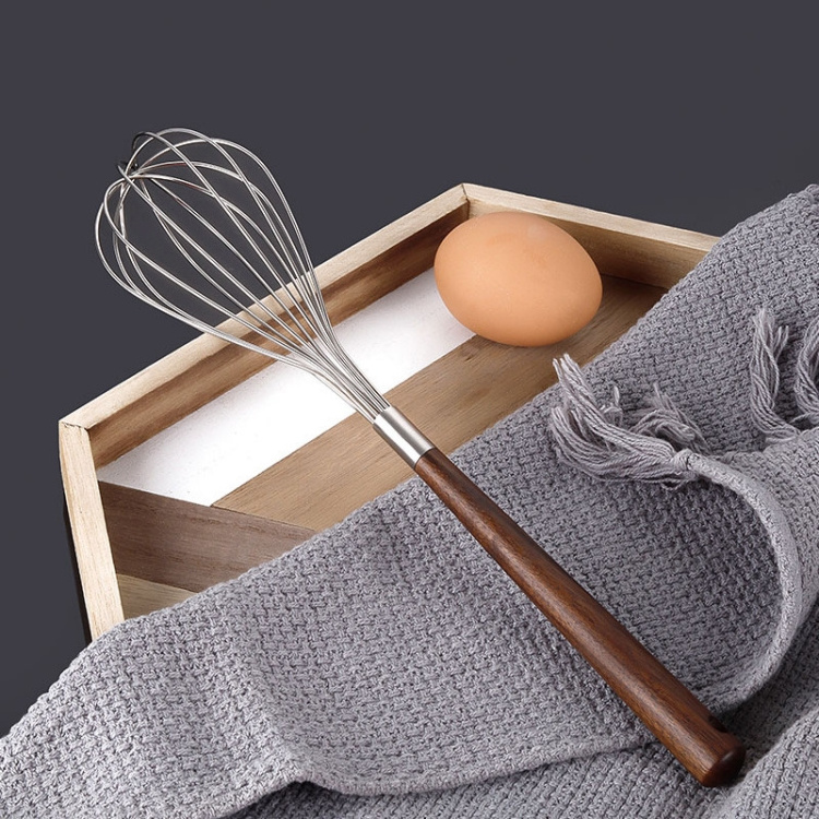 Stainless Steel Beater With Wooden Handle Egg Mixer Kitchen Manual Egg Whisk For Baking