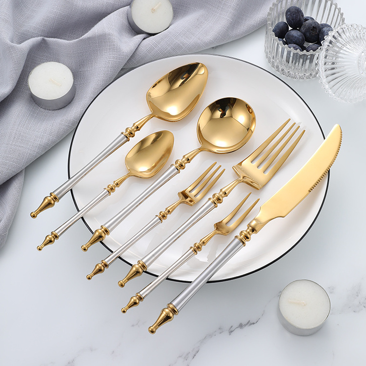 Luxury Gold Cutlery Set 18 10 Stainless Steel Custom Logo Forks and Spoons Flatware Set