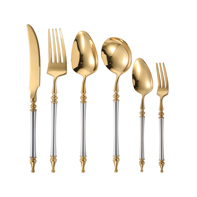 Luxury Gold Cutlery Set 18 10 Stainless Steel Custom Logo Forks and Spoons Flatware Set