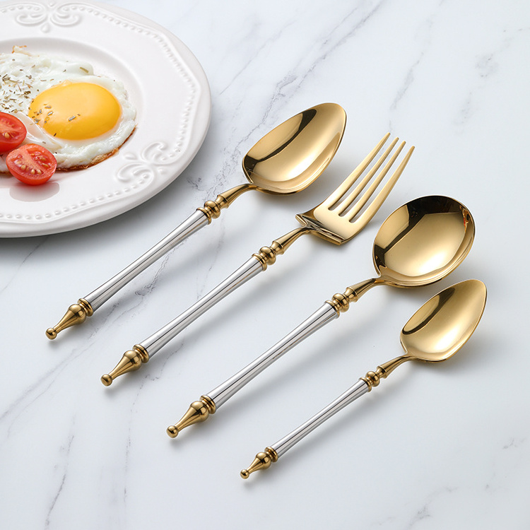 Luxury Gold Cutlery Set 18 10 Stainless Steel Custom Logo Forks and Spoons Flatware Set