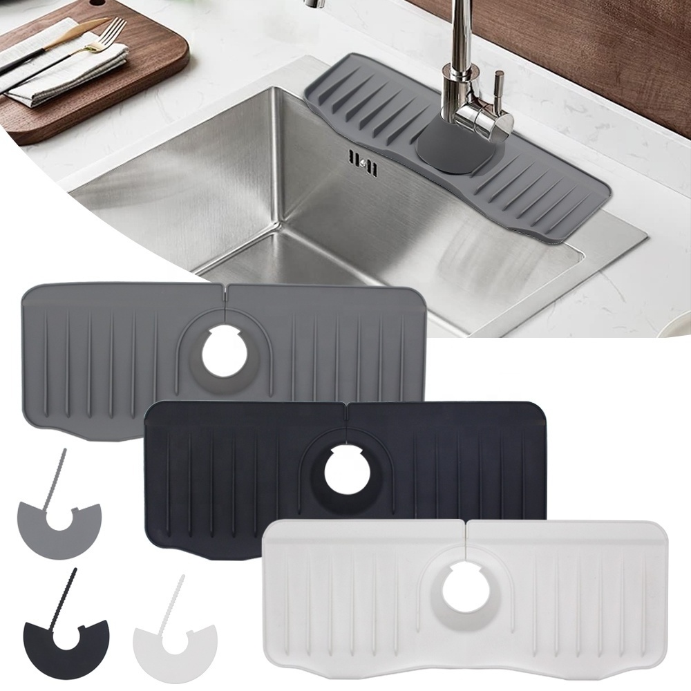 New Upgrade Sink Splash Guard Drying Mat Kitchen Drain Pad Bath Silicone Faucet Absorbent Mat