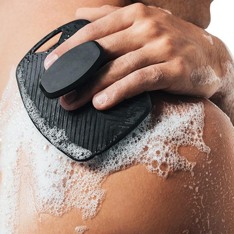 Oem&ODM Silicone Bath Scrubber Exfoliating Back Face Hair Scalp Brush Black&Grey Silicone Body Scrubber For Shower