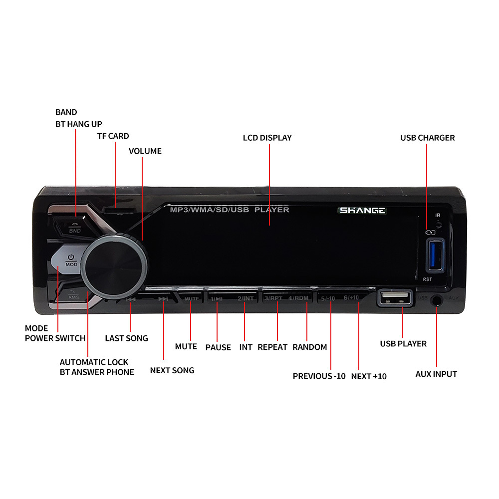 Wholesale multi-function car cassette player with  bt usb aux  tf car big screen display mp3 player