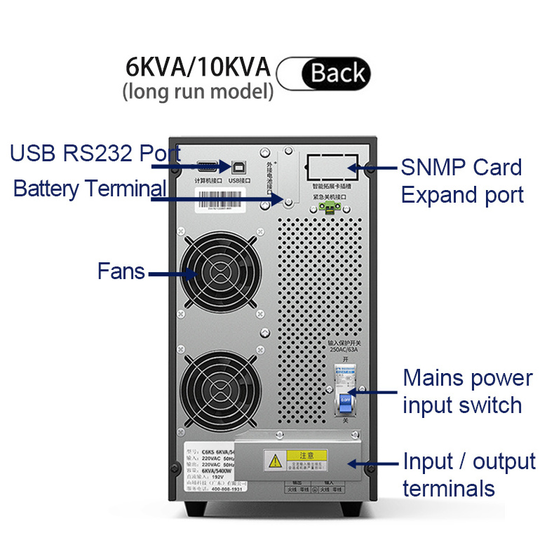 Uninterruptible Power Supplies Online UPS 10kva 9000W 9kw Long Run Backup UPS For Elevator