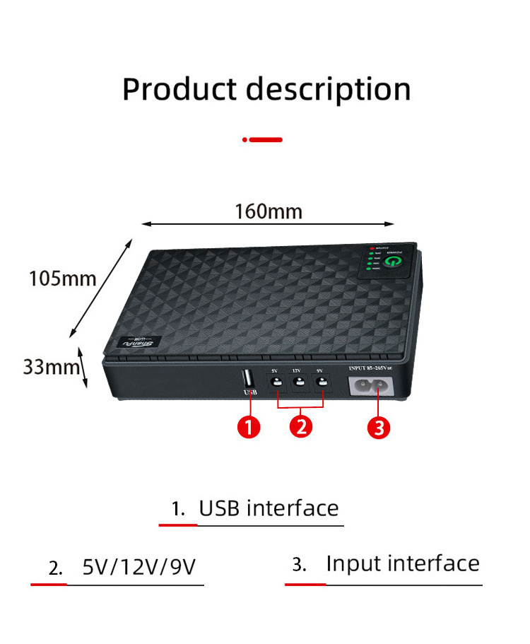 Model Portable Dc1018P Mini Dc Ups Power Supply Dc 12V 2.5A Ip Router Backup Power Ups