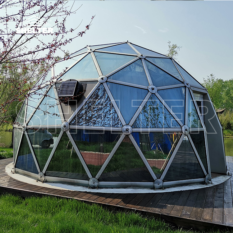 Prefab 4 season Hotel Garden Aluminum Frame Glass Houses Movable Dome Sunroom