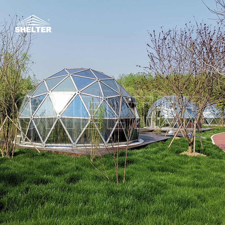 Prefab 4 season Hotel Garden Aluminum Frame Glass Houses Movable Dome Sunroom