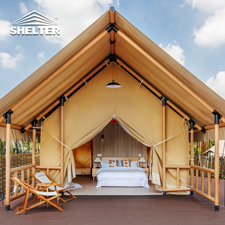 All Season Outdoor Glamping Luxury Camping Safari-lodge Glamping Tent Hotel African Safari Lodge Tents With Bathroom