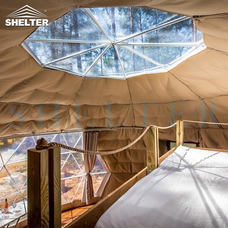 6m 8m 12 m Gampling Dome Tent  With Bathroom Luxury Dome Tent For Restaurant Villa Glamping Resort Hotel