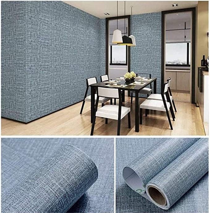 Green 3D Linen Textured Fabric Peel And Stick Wall Paper Decor Pvc Grasscloth Self Adhesive Wallpaper