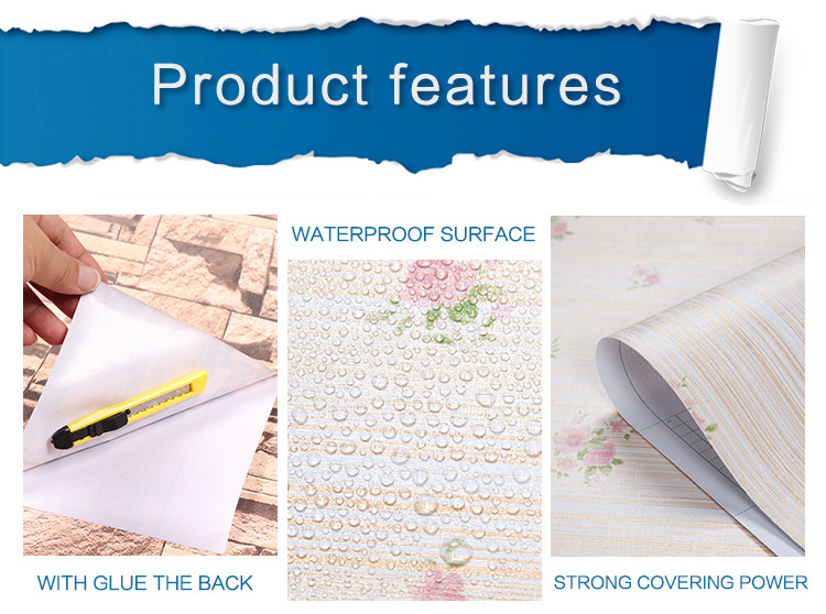 3d waterproof strip wallpaper rolls for bathroom dining room, PVC wallpaper with strong adhesive