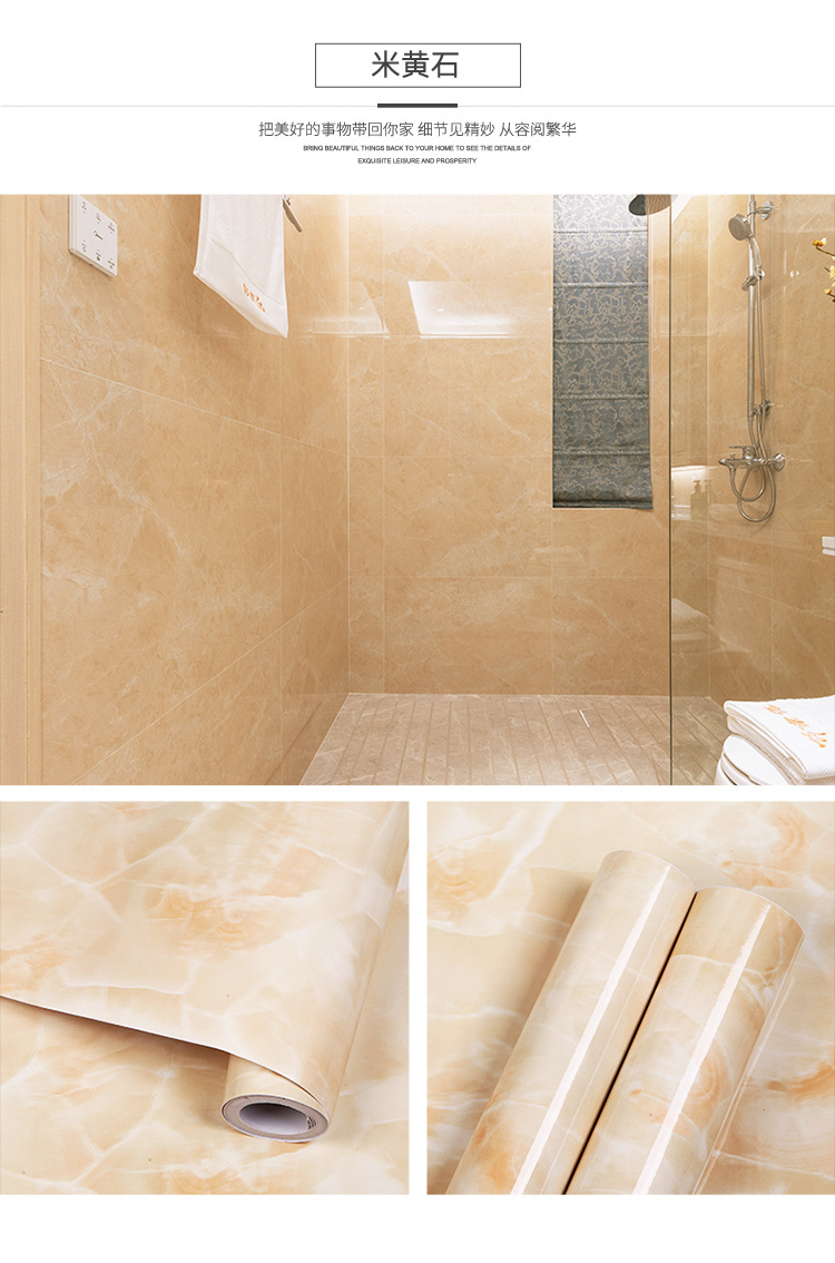 0.6*50m pvc marble waterproof wall paper for kichen and bathroom, sticker wallpaper home decoration