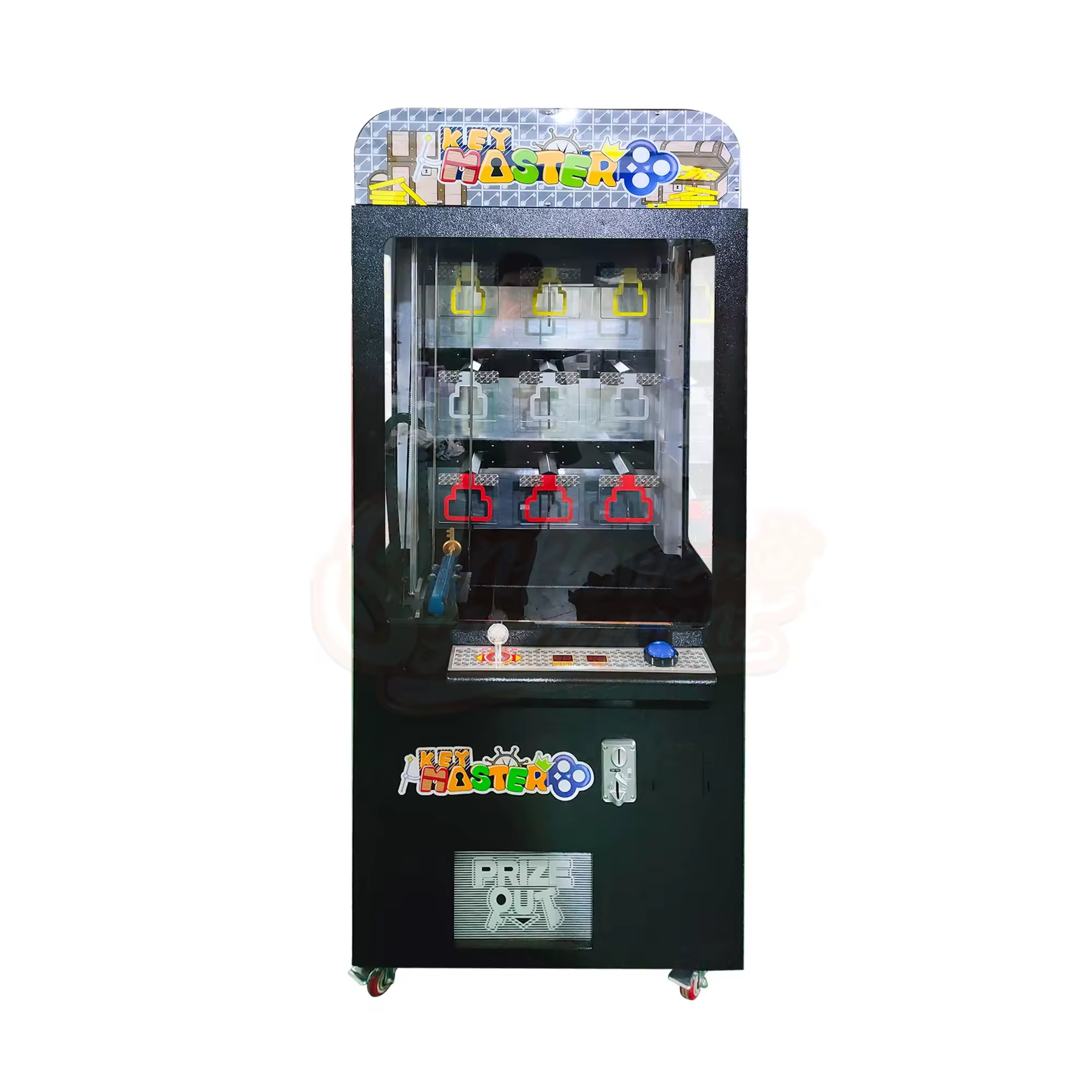 Transparent Front Key Master Classic Prize Redemption coin operated Knock to win prize claw game machine with bill acceptor