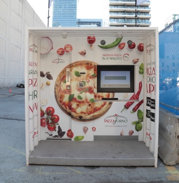 outdoor pizza kiosk hot sale for instant hot food pizza forno display fully automatic pizza vending machine