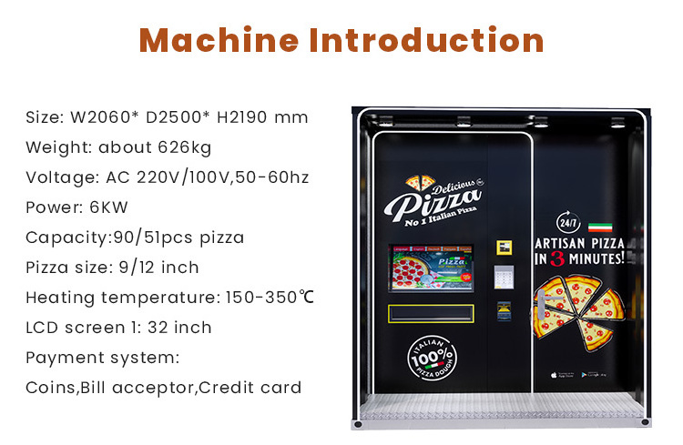 24/7 Hot Food Shop Pizza Making Vending Machine Pizza Hot Pizza Vending Machine with coin cash and card reader for sale