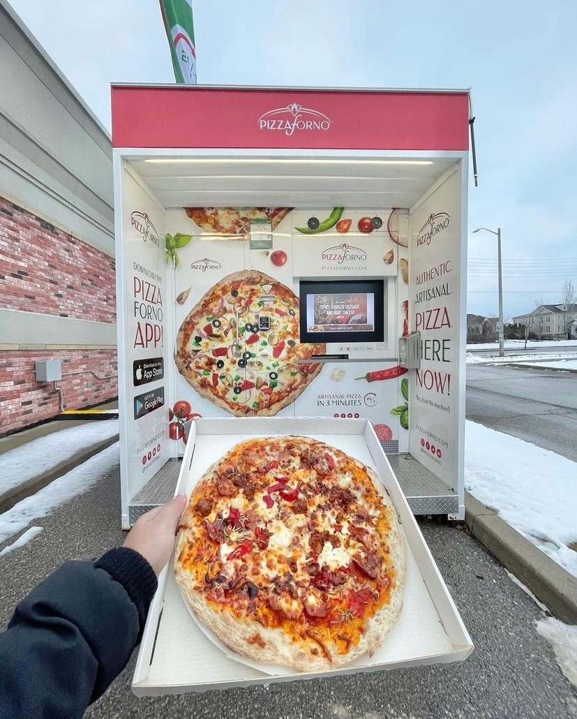 outdoor pizza kiosk hot sale for instant hot food pizza forno display fully automatic pizza vending machine