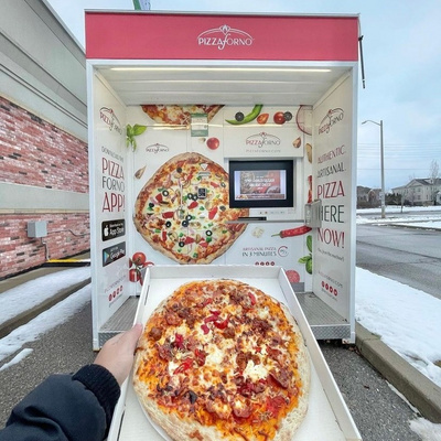 outdoor pizza kiosk hot sale for instant hot food pizza forno display fully automatic pizza vending machine